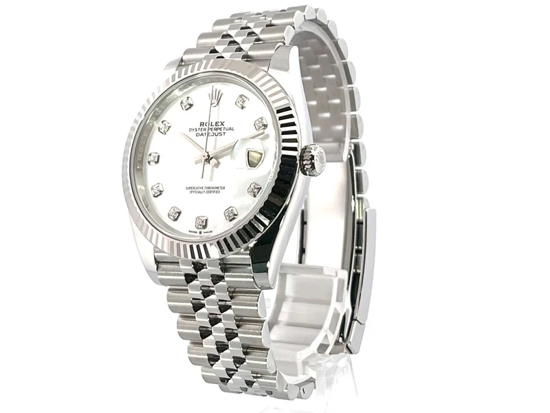 Rolex Datejust 41 Edelstahl Weißgold 126334 Perlmutt Dia Jubile-Band