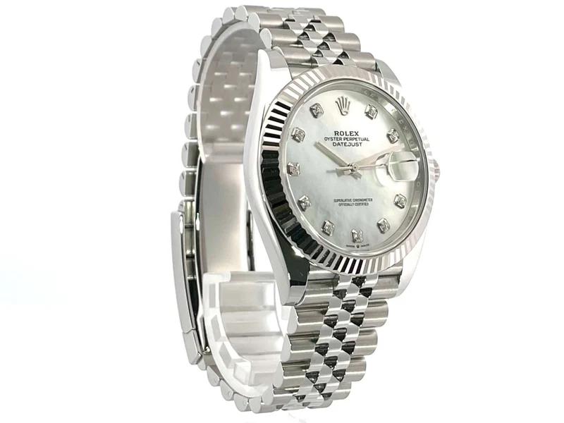 Rolex Datejust 41 Edelstahl Weißgold 126334 Perlmutt Dia Jubile-Band