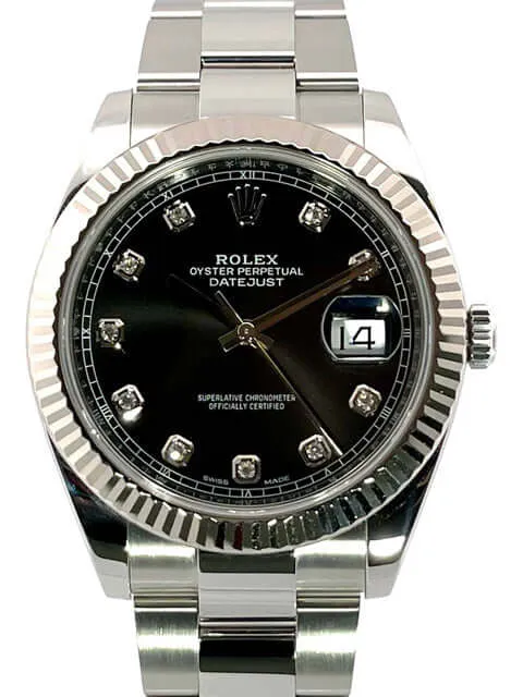 Rolex Datejust 41 Edelstahl Weißgold 126334 Schwarz Diamant