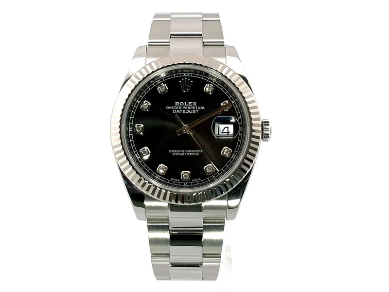 Rolex Datejust 41 Edelstahl Weißgold 126334 Schwarz Diamant