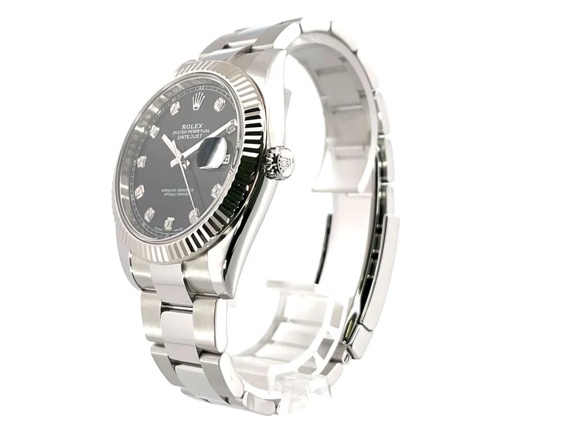 Rolex Datejust 41 Edelstahl Weißgold 126334 Schwarz Diamant