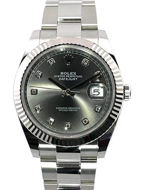 Rolex Datejust 41 Edelstahl Weißgold 126334 Rhodium Diamant