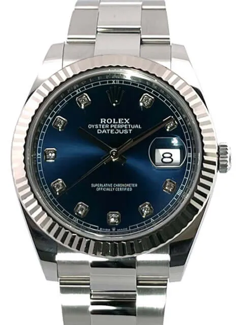 Rolex Datejust 41 Edelstahl Weißgold 126334 Blau Diamant