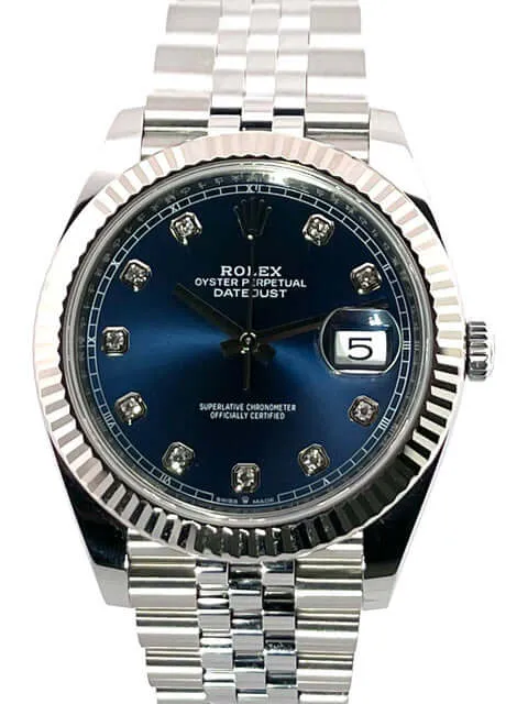 Rolex Datejust 41 Edelstahl Weißgold 126334 Blau Dia Jubile-Band