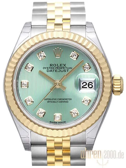 Rolex Datejust 28 Stahl Gold 279173 Mintgrün Dia Jubile-Band
