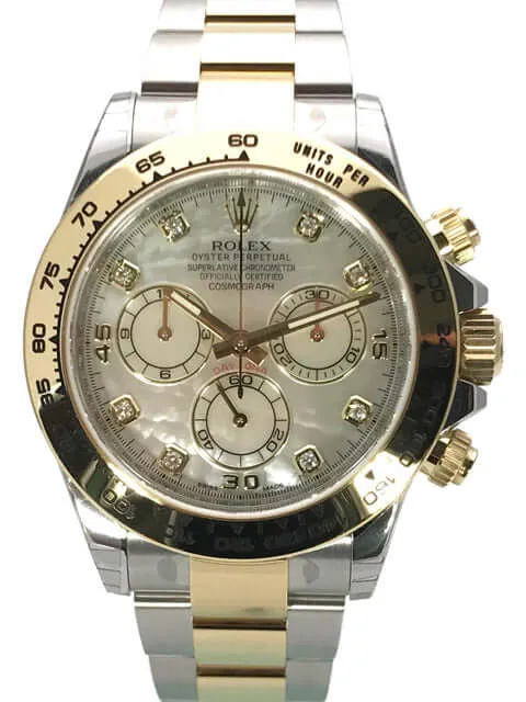 Rolex Daytona Edelstahl - Gelbgold 116503 weißes Perlmutt DIA