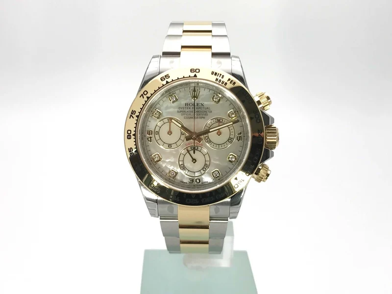 Rolex Daytona Edelstahl - Gelbgold 116503 weißes Perlmutt DIA