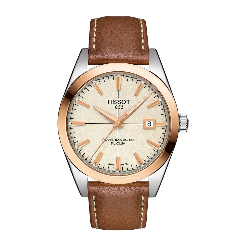 Tissot Gentleman Powermatic 80 Silicium Solid 18K Gold bezel T927.407.46.261.00