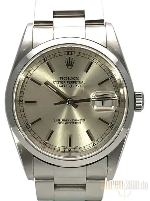 Rolex Datejust 36 Edelstahl 16200 Silber Index gebraucht aus 2004