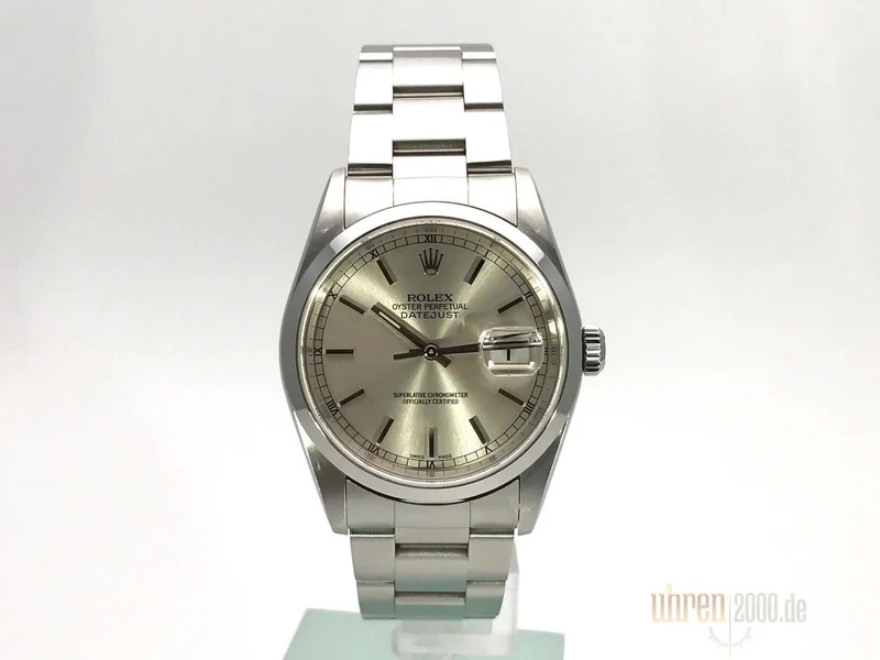 Rolex Datejust 36 Edelstahl 16200 Silber Index gebraucht aus 2004