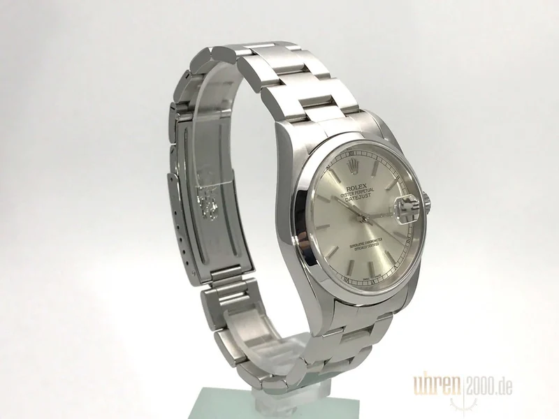 Rolex Datejust 36 Edelstahl 16200 Silber Index gebraucht aus 2004