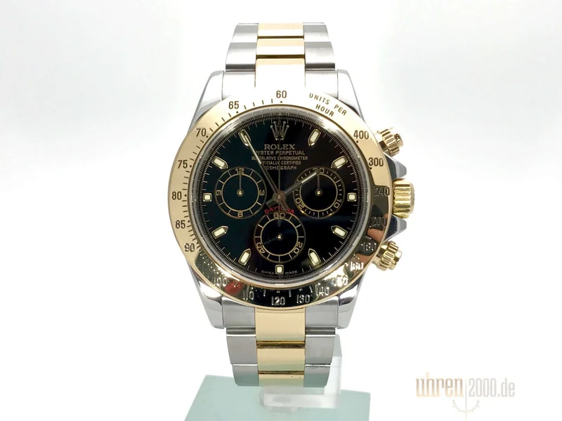 Rolex Daytona 40 Edelstahl Gelbgold 116523 Schwarz gebraucht aus 2005