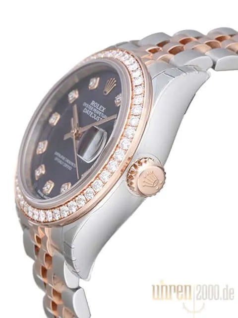 Rolex Datejust 28 Stahl Everose‑Gold 279381RBR Aubergine Dia Jubile-Band