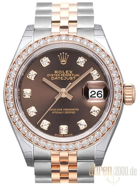 Rolex Datejust 28 Stahl Everose‑Gold 279381RBR Choco Dia Jubile-Band