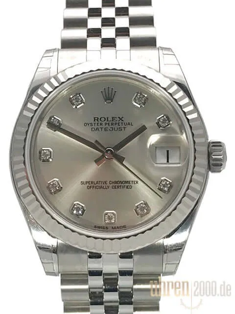 Rolex Oyster Datejust 31 178274 Silber Diamant Jubile-Band