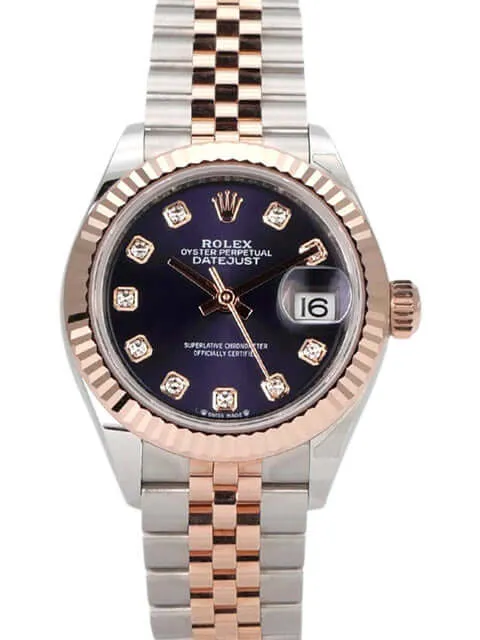 Rolex Datejust 28 Stahl Everose‑Gold 279171 Aubergine Dia Jubile-Band