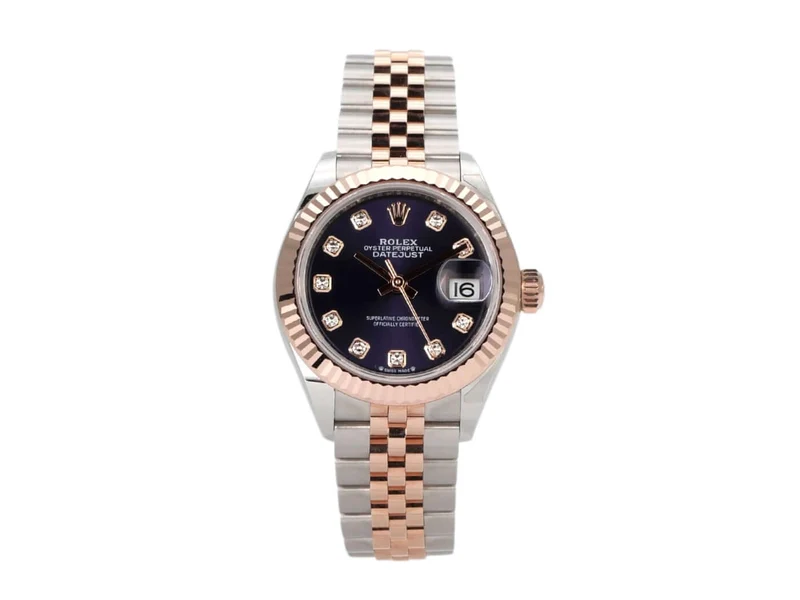 Rolex Datejust 28 Stahl Everose‑Gold 279171 Aubergine Dia Jubile-Band