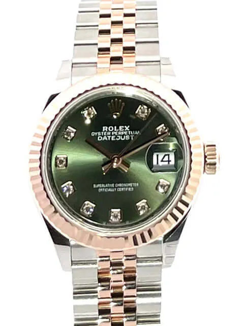 Rolex Datejust 28 Stahl Everose‑Gold 279171 Olive Dia Jubile-Band