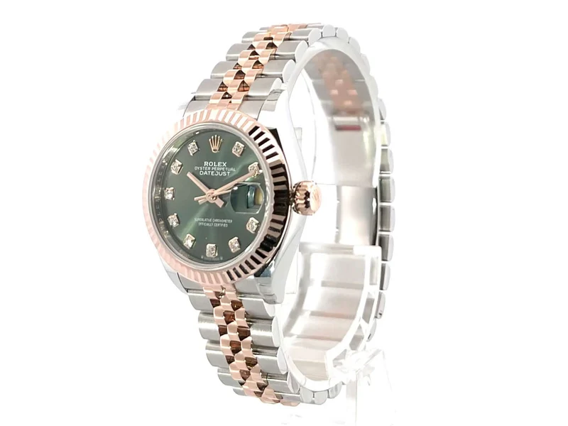 Rolex Datejust 28 Stahl Everose‑Gold 279171 Olive Dia Jubile-Band