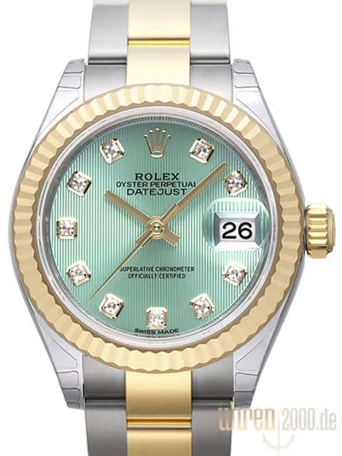 Rolex Datejust 28 Stahl Gold 279173 Mintgrün Diamant
