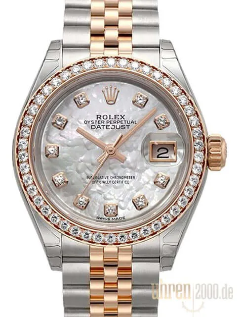 Rolex Datejust 28 Stahl Everose‑Gold 279381RBR Perlmutt Dia Jubile-Band