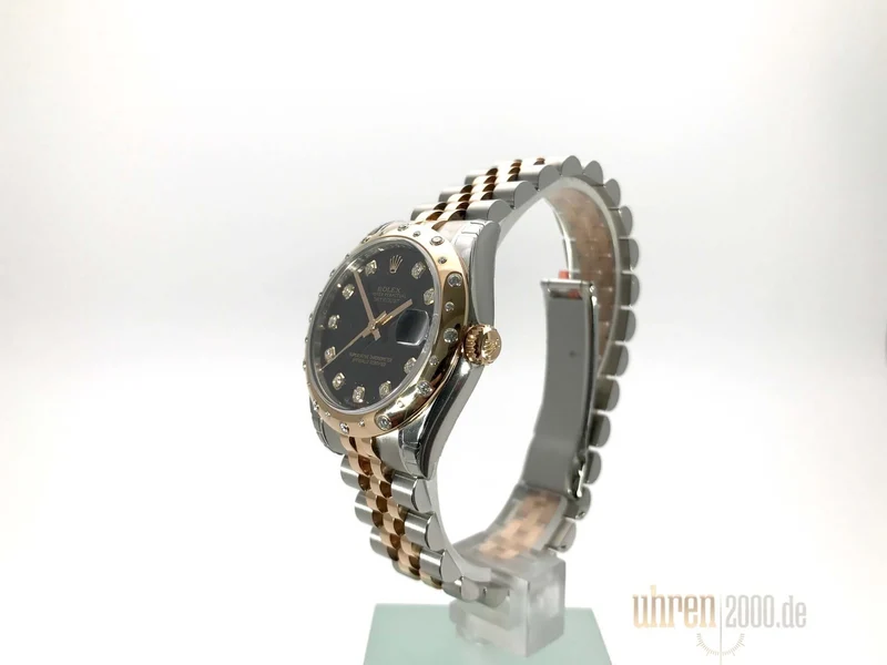Rolex Datejust 31 Edelstahl Everose-Gold Diamant Lünette 178341 Schwarz DIA Jubile-Band