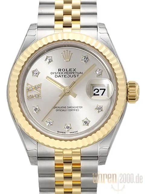 Rolex Datejust 28 Stahl Gold 279173 Silber Römisch Dia Jubile-Band