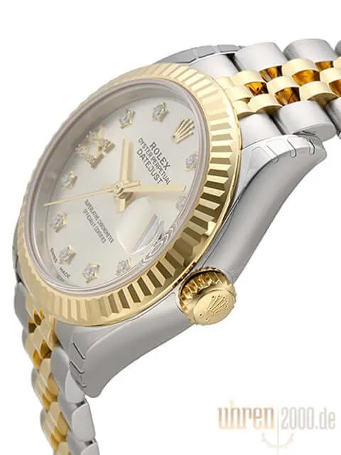 Rolex Datejust 28 Stahl Gold 279173 Silber Römisch Dia Jubile-Band