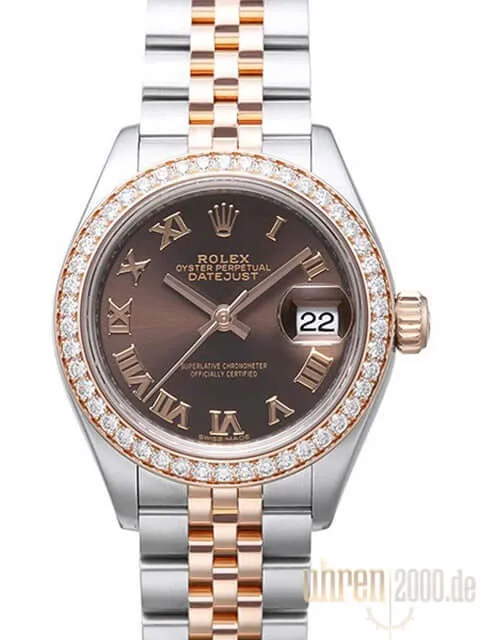 Rolex Datejust 28 Stahl Everose‑Gold 279381RBR Choco R Jubile-Band