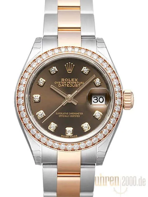 Rolex Datejust 28 Stahl Everose‑Gold 279381RBR Choco Diamant
