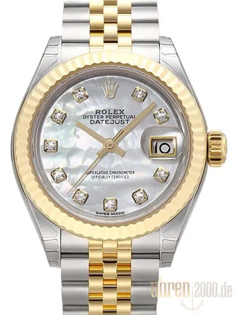 Rolex Datejust 28 Stahl Gold 279173 Perlmutt Diamant Jubile-Band