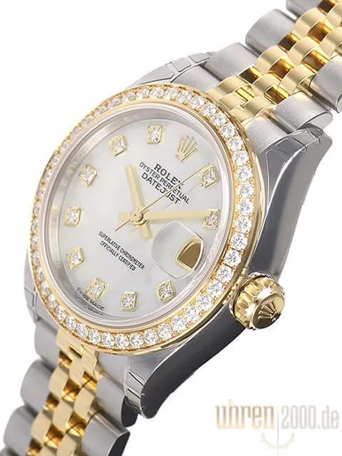 Rolex Datejust 28 Stahl Gold 279383RBR Perlmutt Diamant Jubile-Band