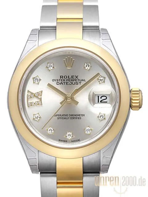 Rolex Datejust 28 Stahl Gold 279163 Silber Römisch Diamant