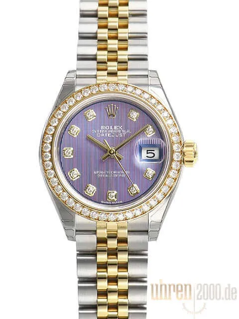 Rolex Datejust 28 Stahl Gold 279383RBR Lavendel Diamant Jubile-Band