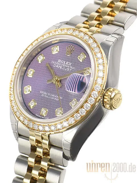 Rolex Datejust 28 Stahl Gold 279383RBR Lavendel Diamant Jubile-Band