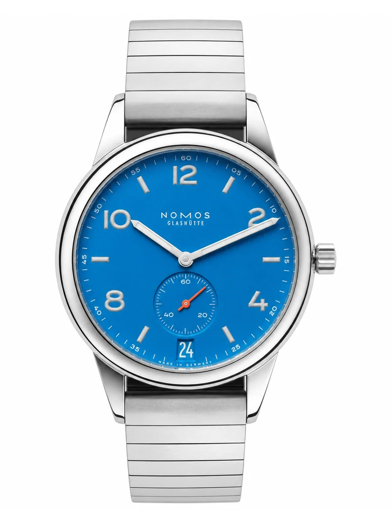 NOMOS Glashütte Club Automat Datum signalblau
