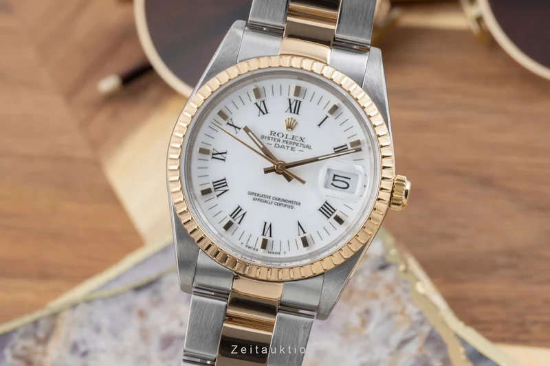 Rolex Date steel / gold automatic men's watch 15053 [2504612]