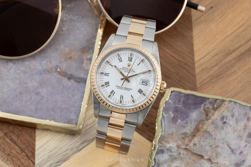 Rolex Date steel / gold automatic men's watch 15053 [2504612]