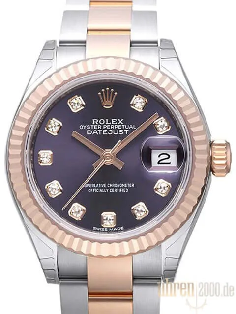 Rolex Datejust 28 279171 Stahl Everose‑Gold Aubergine Diamant
