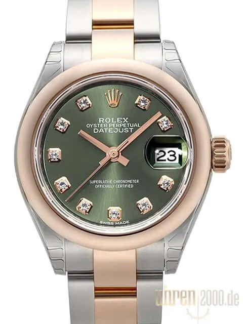 Rolex Datejust 28 279161 Stahl Everose‑Gold Olive Diamant