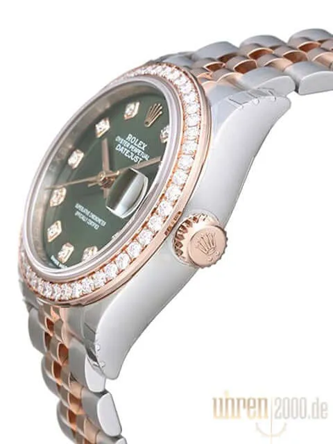 Rolex Datejust 28 279381RBR Olive Diamant Jubile-Band