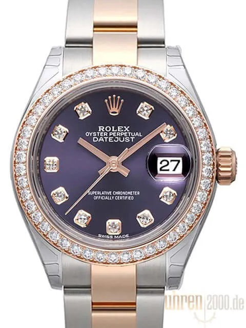 Rolex Datejust 28 Stahl Everose‑Gold 279381RBR Aubergine Diamant