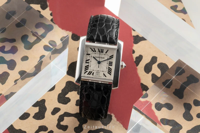 Cartier Tank Francaise 18 ct white gold automatic men's watch W5001156, 2366 [2504466]