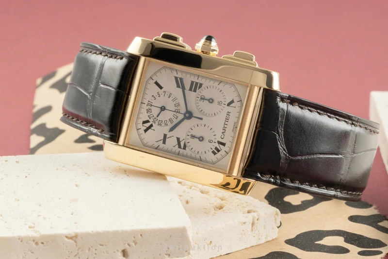Cartier Tank Francaise chronograph 18 ct gold quartz men's watch W5000556, 1830 [2504293]