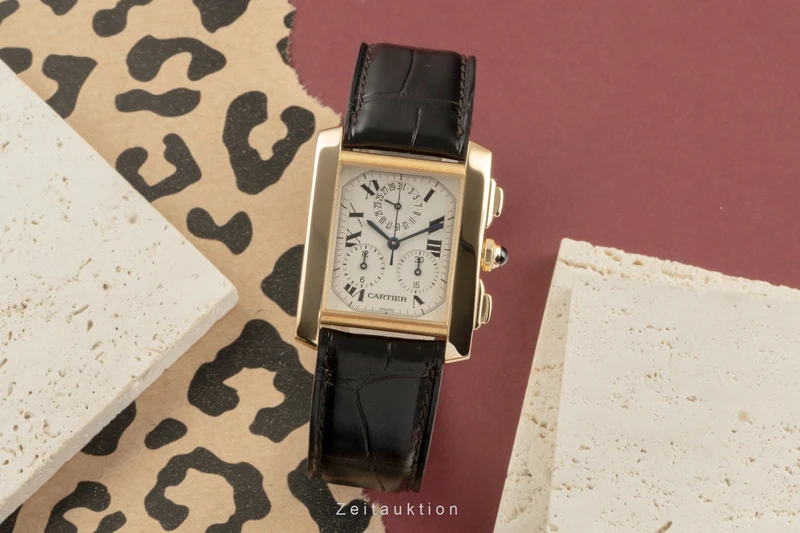 Cartier Tank Francaise chronograph 18 ct gold quartz men's watch W5000556, 1830 [2504293]