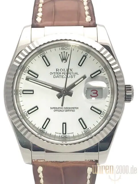 Rolex Datejust 36 Weißgold 116139 Weiß Index LC100
