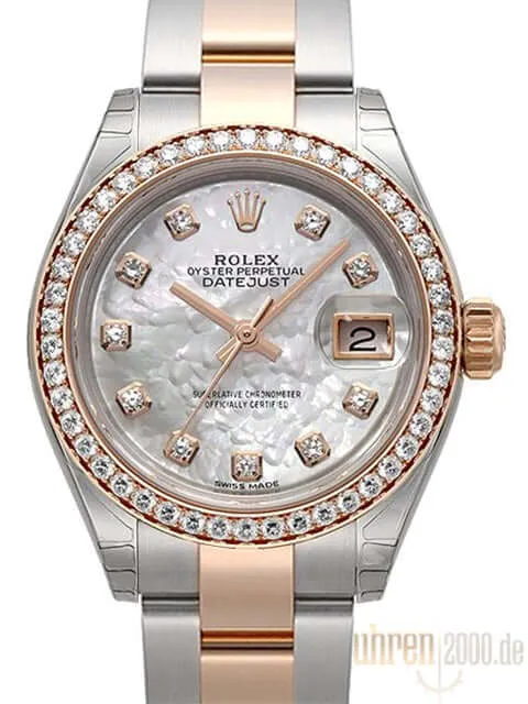 Rolex Datejust 28 Stahl Everose‑Gold 279381RBR Perlmutt Diamant