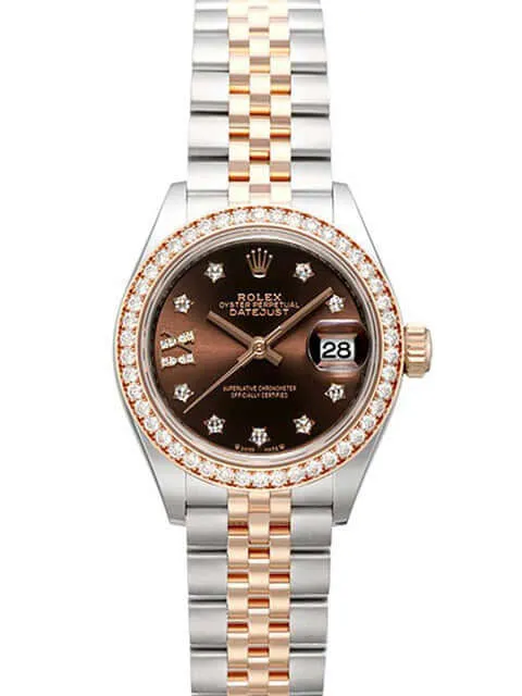 Rolex Datejust 28 279381RBR Choco Römisch Dia Jubile-Band