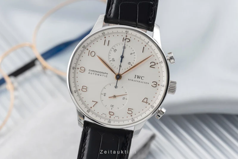IWC Portugieser chronograph steel automatic men's watch IW371401 LP: 9100EUR [2505089]