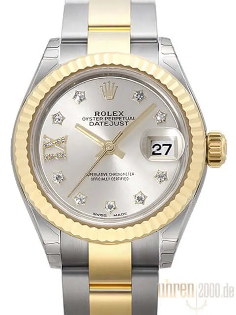 Rolex Datejust 28 Stahl Gold 279173 Silber Römisch Diamant